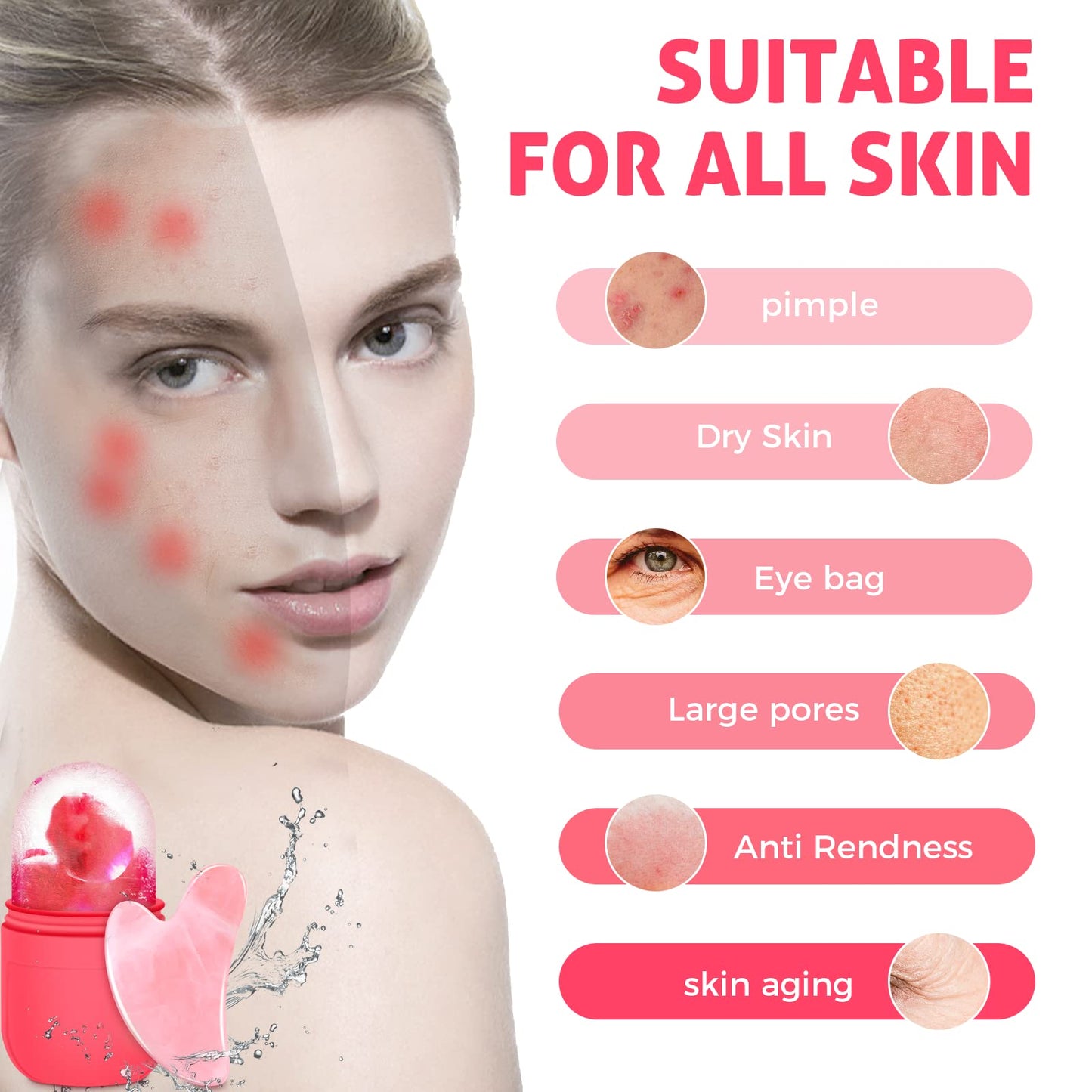 Ice Cube Face Roller for Glowing Skin | Reduce Puffiness & Dark Circles